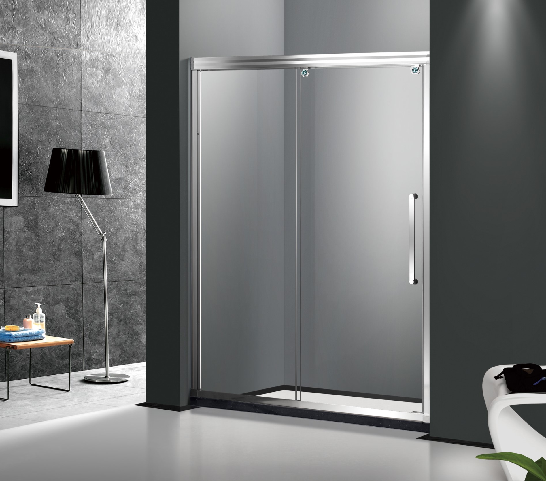 PF-90 Luxury Special Rollers Skaidrios stiklo stumdomos dušo durys_ 副本 .jpg PF-90 Luxury Special Rollers Transparent Glass Sliding Shower Door_副本.jpg