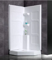 "White Shower Wall Panels Insert for Corner"